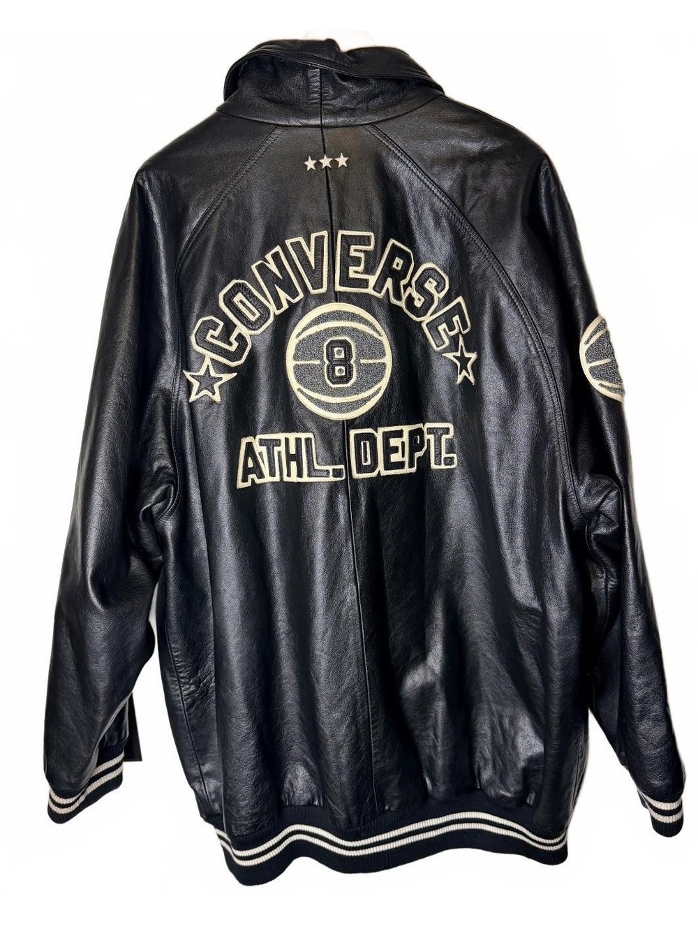 Converse All Star Black Leather Jacket Style 1908 Men's Size - Picture 3 of 6
